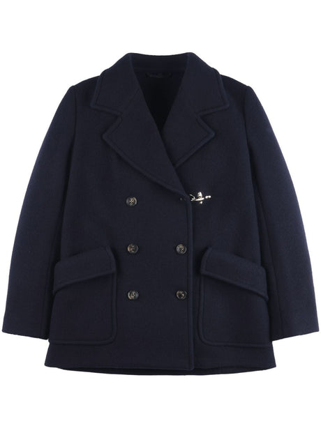 FAY Women's Wool Double-Breasted Pacoat with Notched Lapels