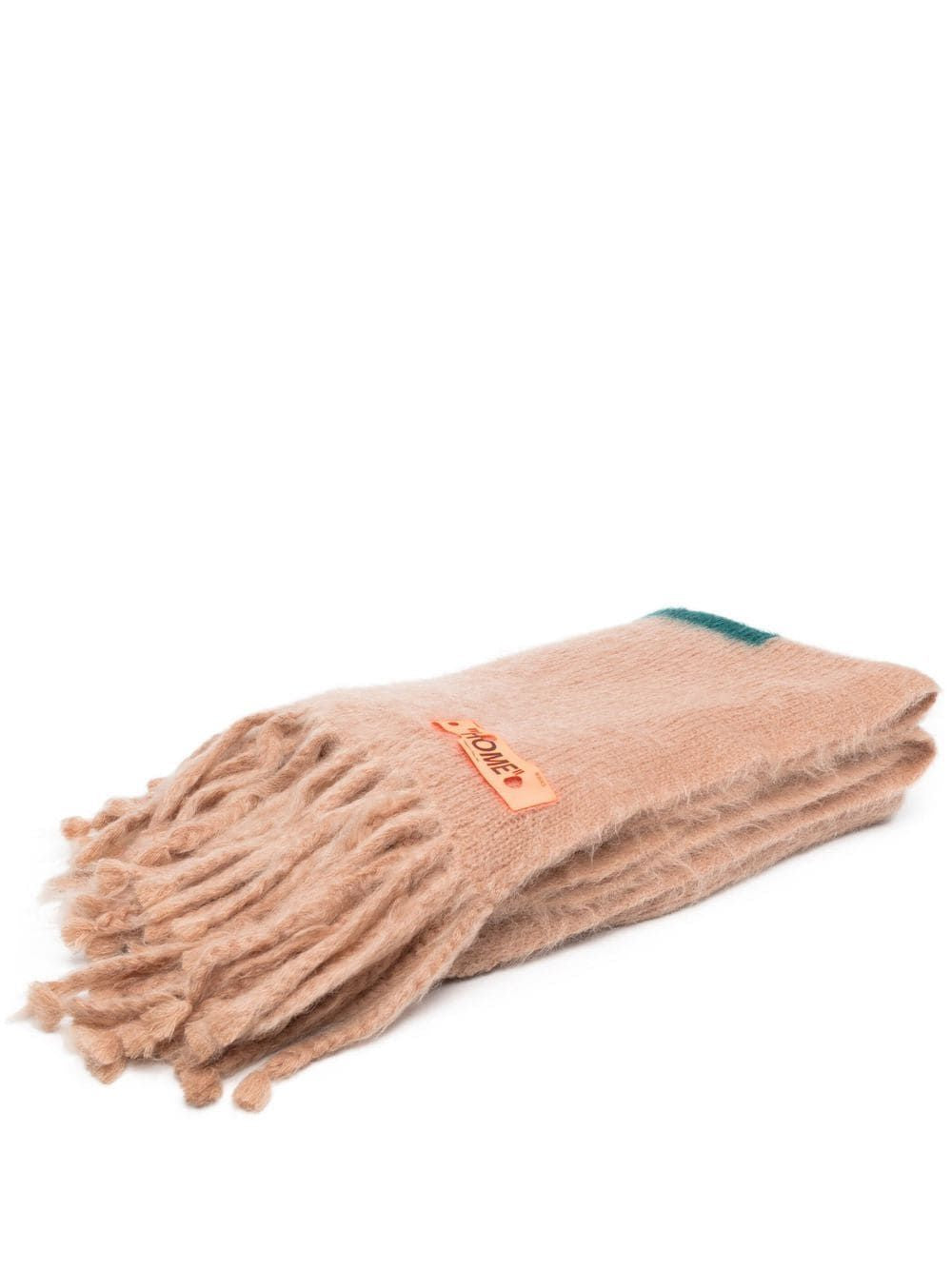 OFF-WHITE Mohair-Blend Blanket with Contrast Arrow Logo and Fringed Ends