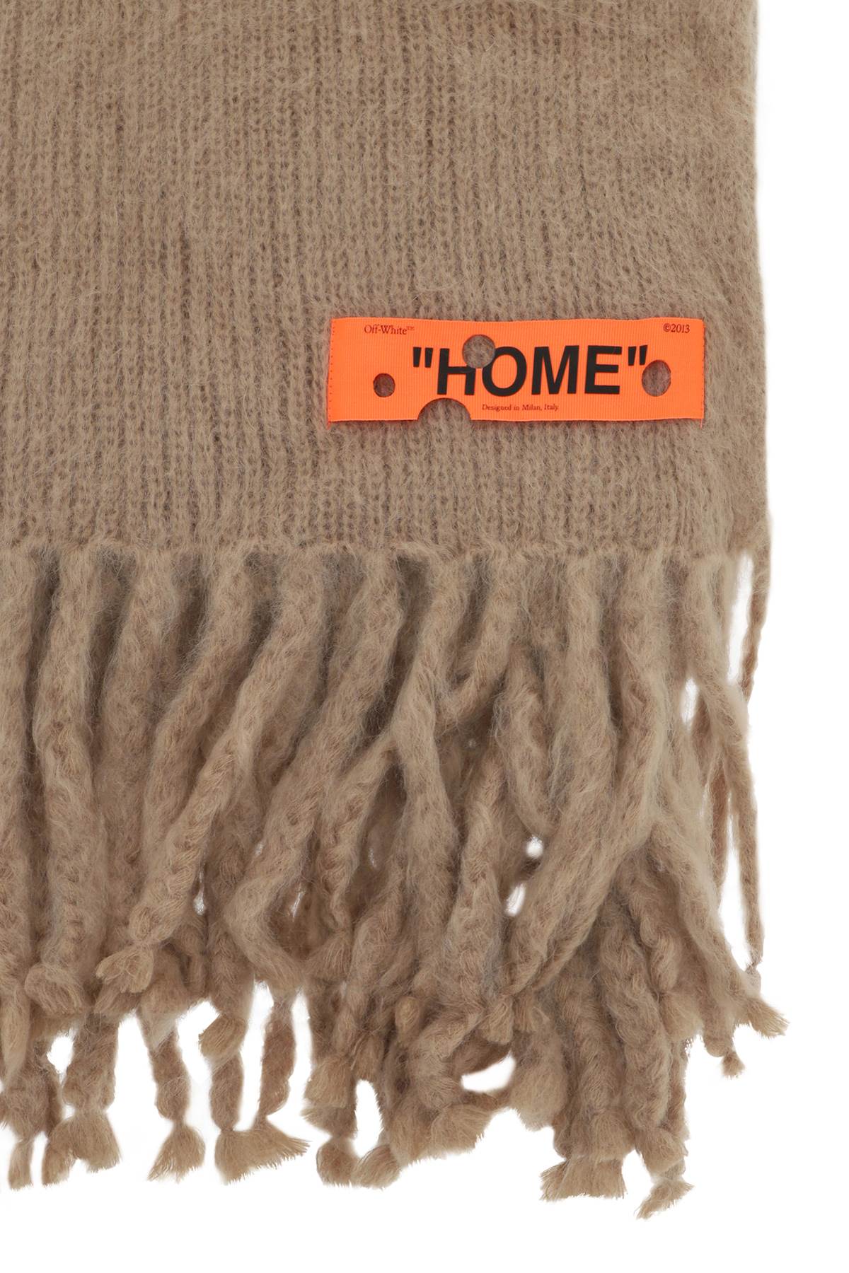 OFF-WHITE Mohair-Blend Blanket with Contrast Arrow Logo and Fringed Ends