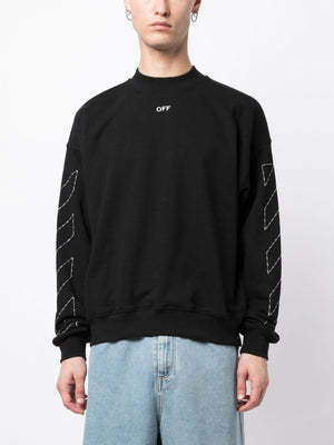 OFF-WHITE Signature Men's Blue Cotton Sweatshirt for FW24