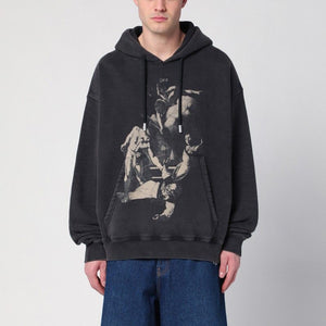 OFF-WHITE Washed Hoodie Sweatshirt with Logo Print - Men’s