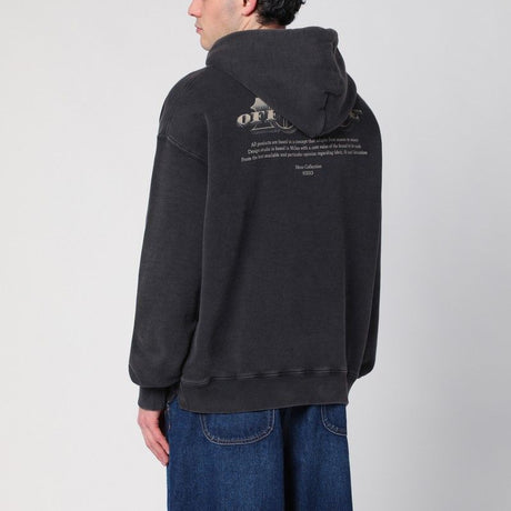 OFF-WHITE Washed Hoodie Sweatshirt with Logo Print - Men’s