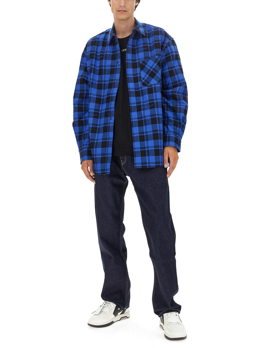 OFF-WHITE Oversized Check Print Shirt (Size L)