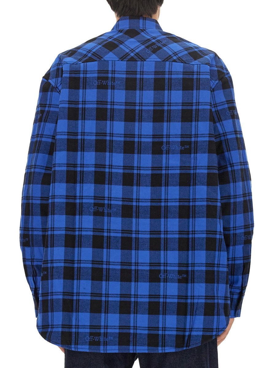 OFF-WHITE Oversized Check Print Shirt (Size L)