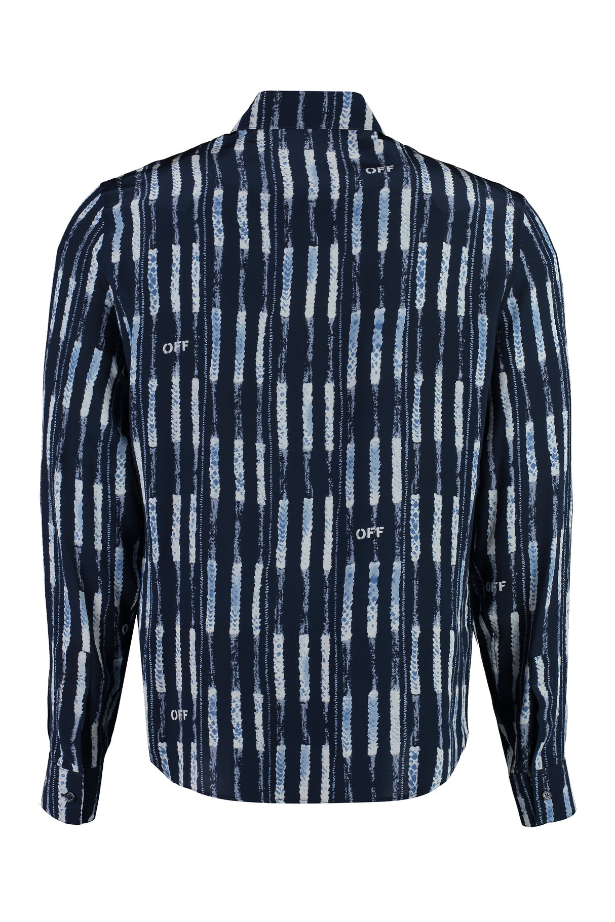 OFF-WHITE Navy Blue Striped Silk Shirt