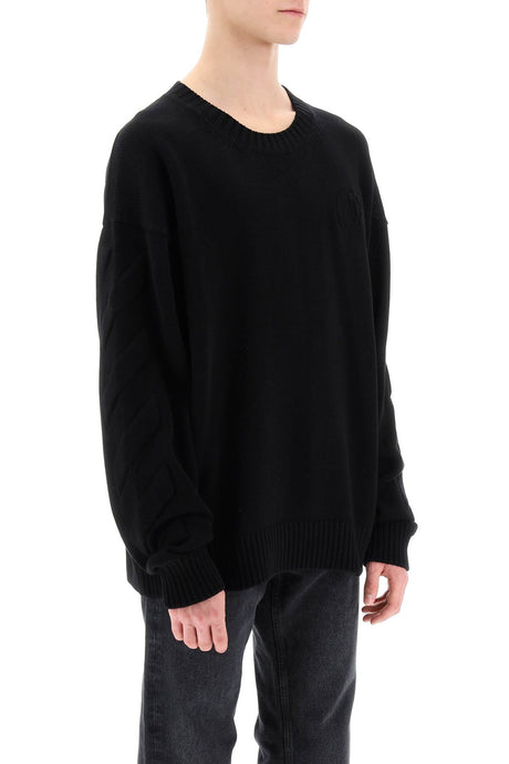 OFF-WHITE Casual Sweater with Embossed Diagonal Motif - Size L