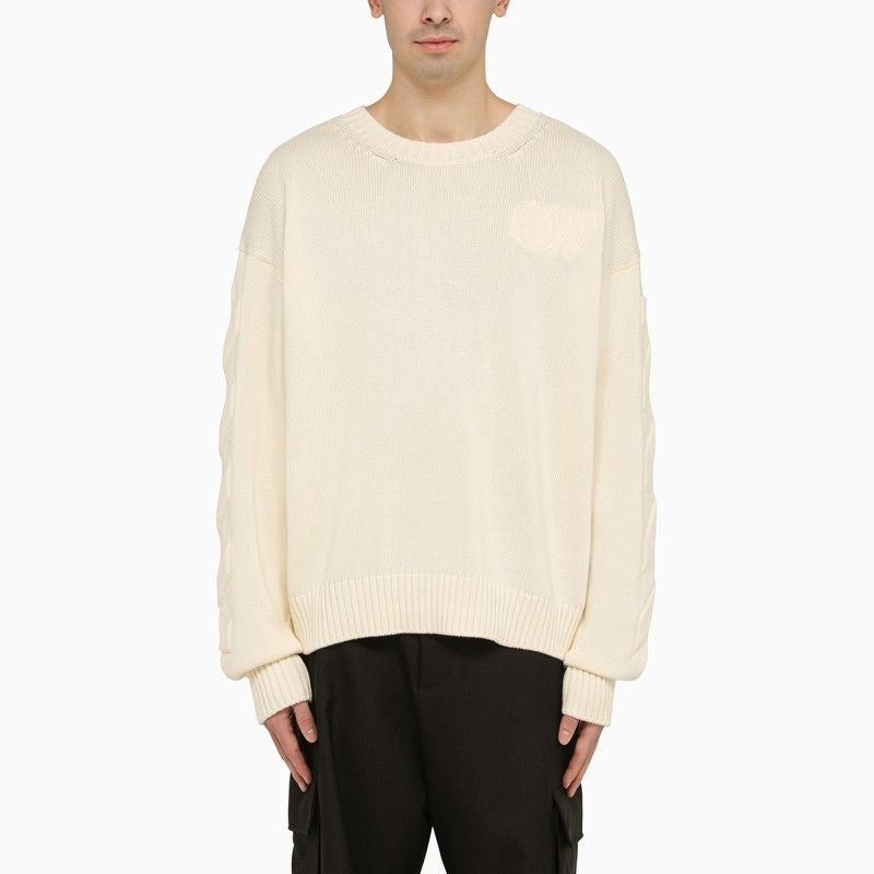 OFF-WHITE Casual Sweater with Embossed Diagonal Motif - Size L