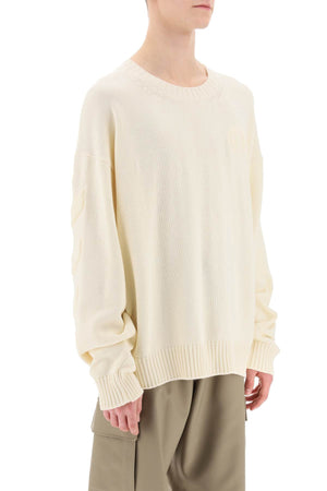 OFF-WHITE Casual Sweater with Embossed Diagonal Motif - Size L