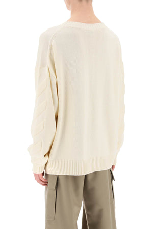 OFF-WHITE Casual Sweater with Embossed Diagonal Motif - Size L