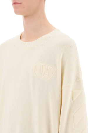 OFF-WHITE Casual Sweater with Embossed Diagonal Motif - Size L