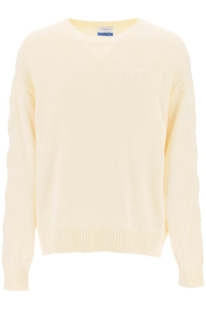 OFF-WHITE Casual Sweater with Embossed Diagonal Motif - Size L