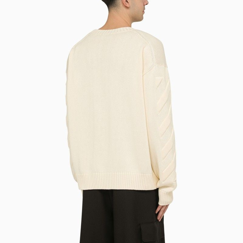 OFF-WHITE Casual Sweater with Embossed Diagonal Motif - Size L