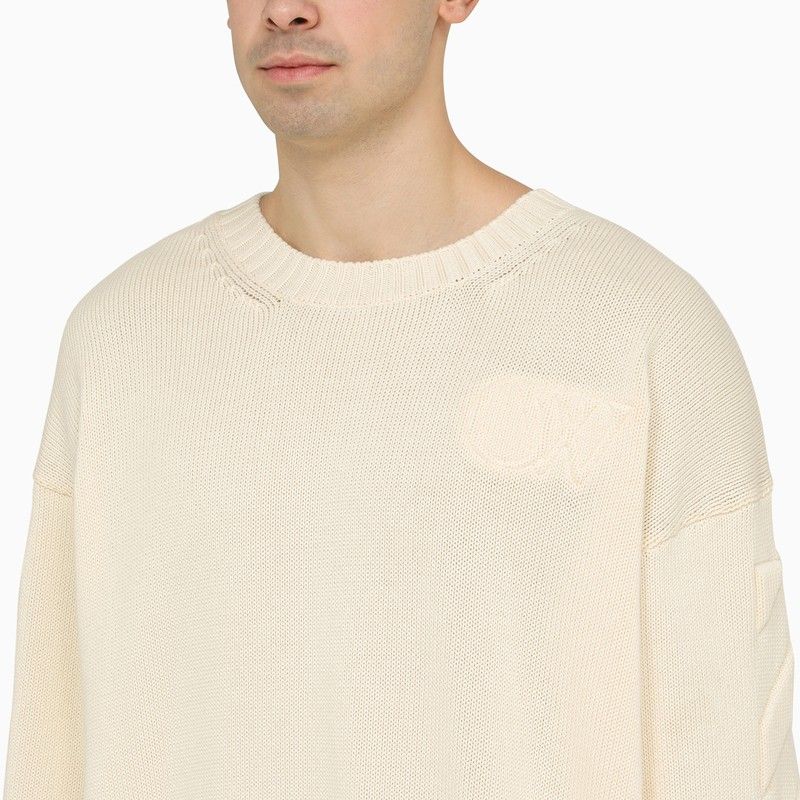 OFF-WHITE Casual Sweater with Embossed Diagonal Motif - Size L