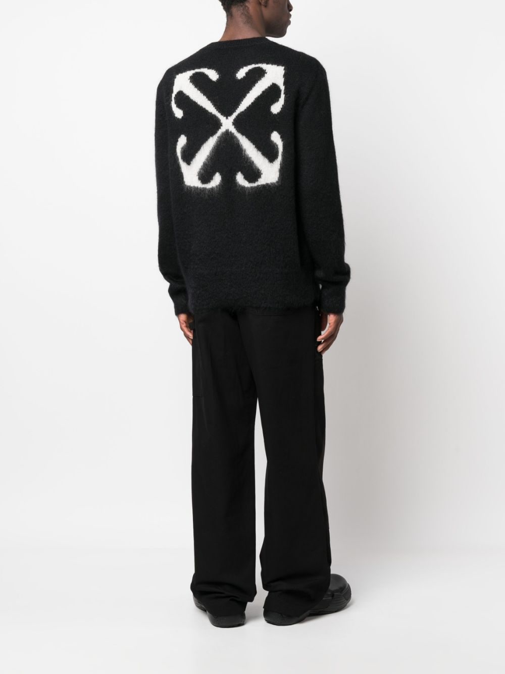 OFF-WHITE Wool Blend Arrow Intarsia Crew-Neck Sweater