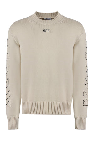 OFF-WHITE Cotton Blend Crew-Neck Sweater