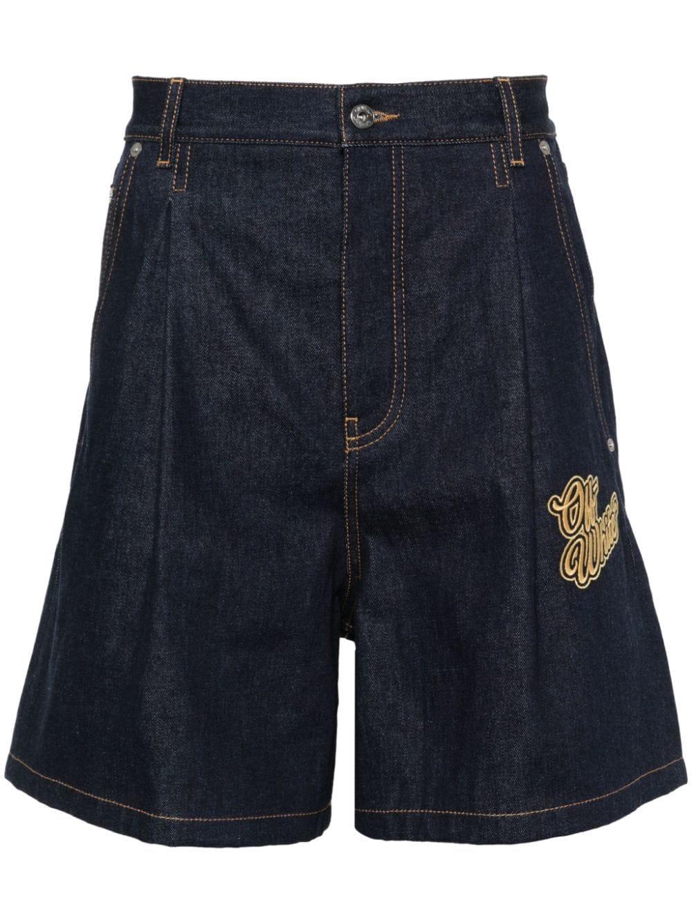 OFF-WHITE Vintage-Inspired Denim Shorts for Men in Raw Blue