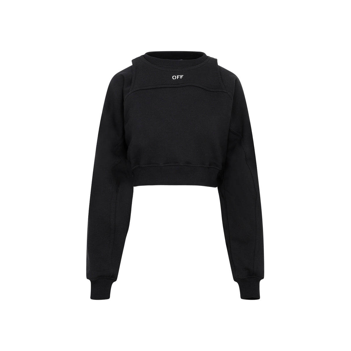 OFF-WHITE Cropped Logo Detail Cotton Sweatshirt