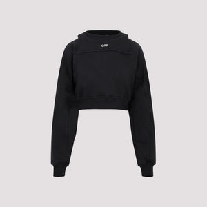 OFF-WHITE Cropped Logo Detail Cotton Sweatshirt