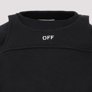 OFF-WHITE Cropped Logo Detail Cotton Sweatshirt