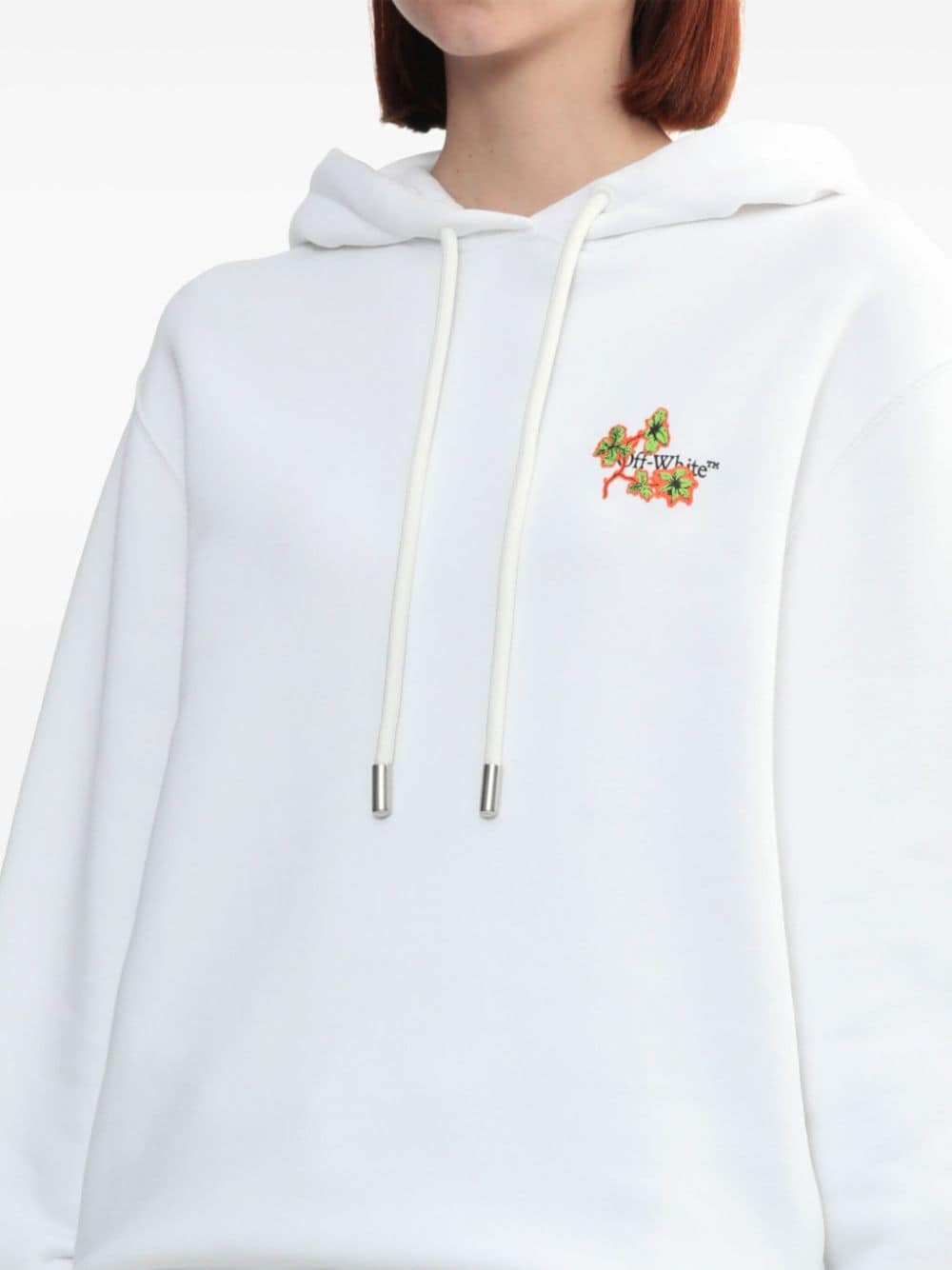 OFF-WHITE Floral Drawing Hoodie with Black Logo for Women (FW24)