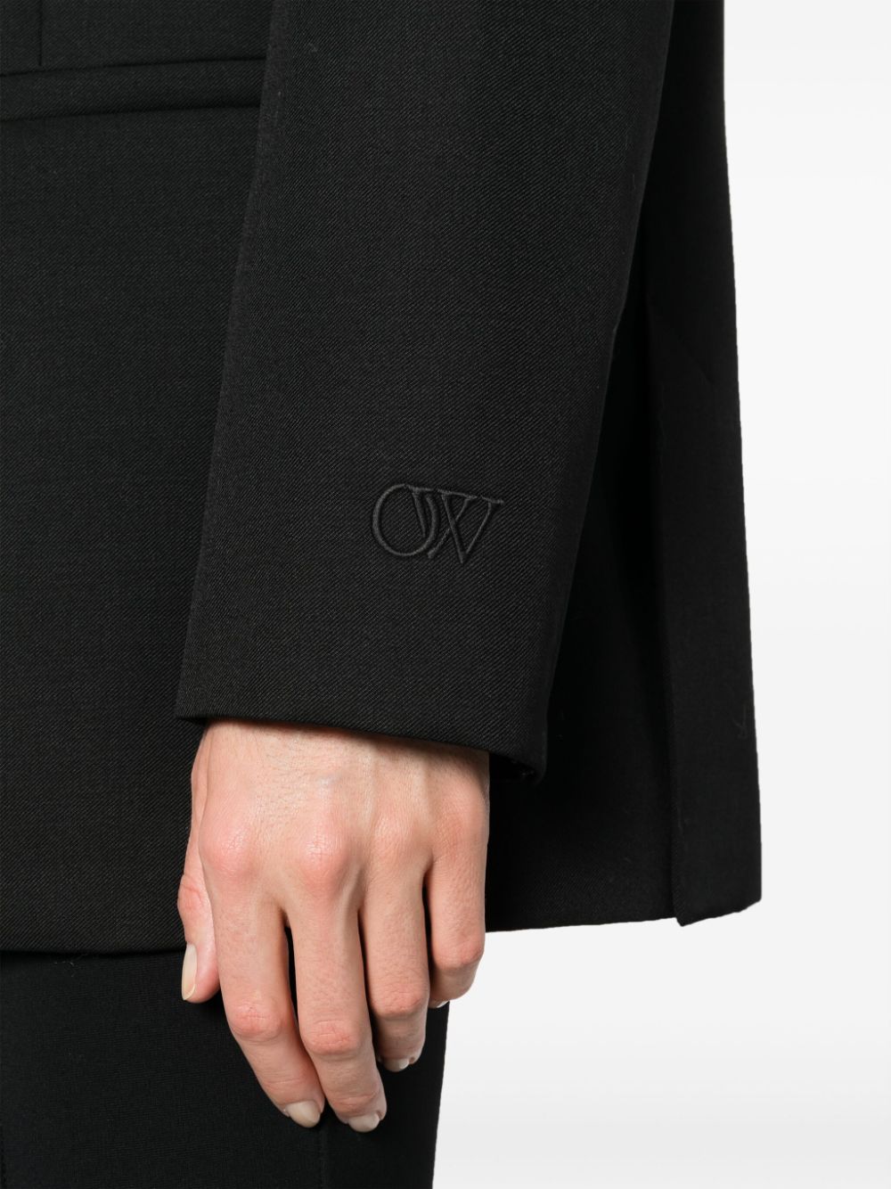 OFF-WHITE Wool Jacket with Embroidered Cuff Motif