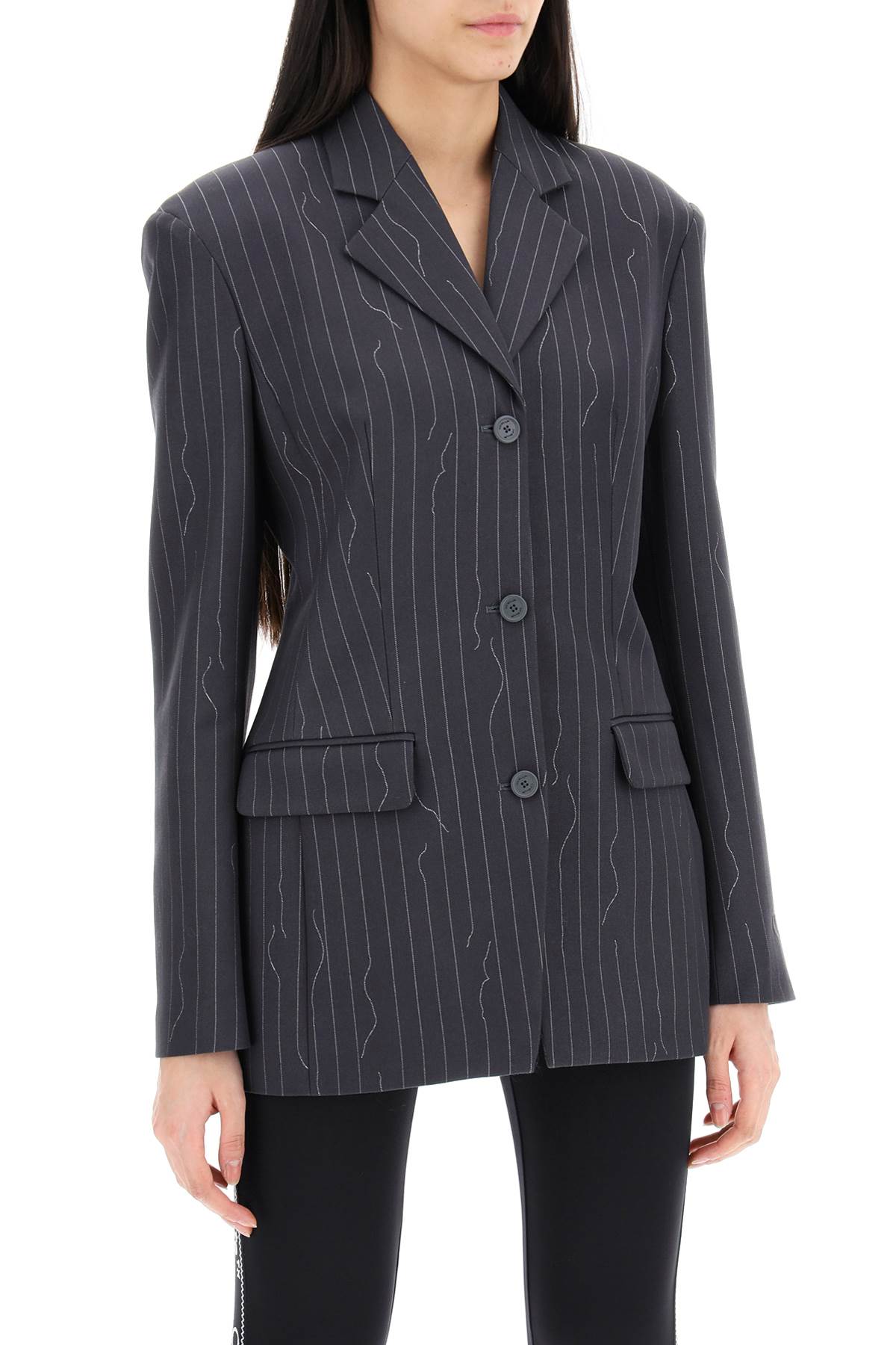 OFF-WHITE Single-Breasted Pinstripe Jacket in Wool Blend