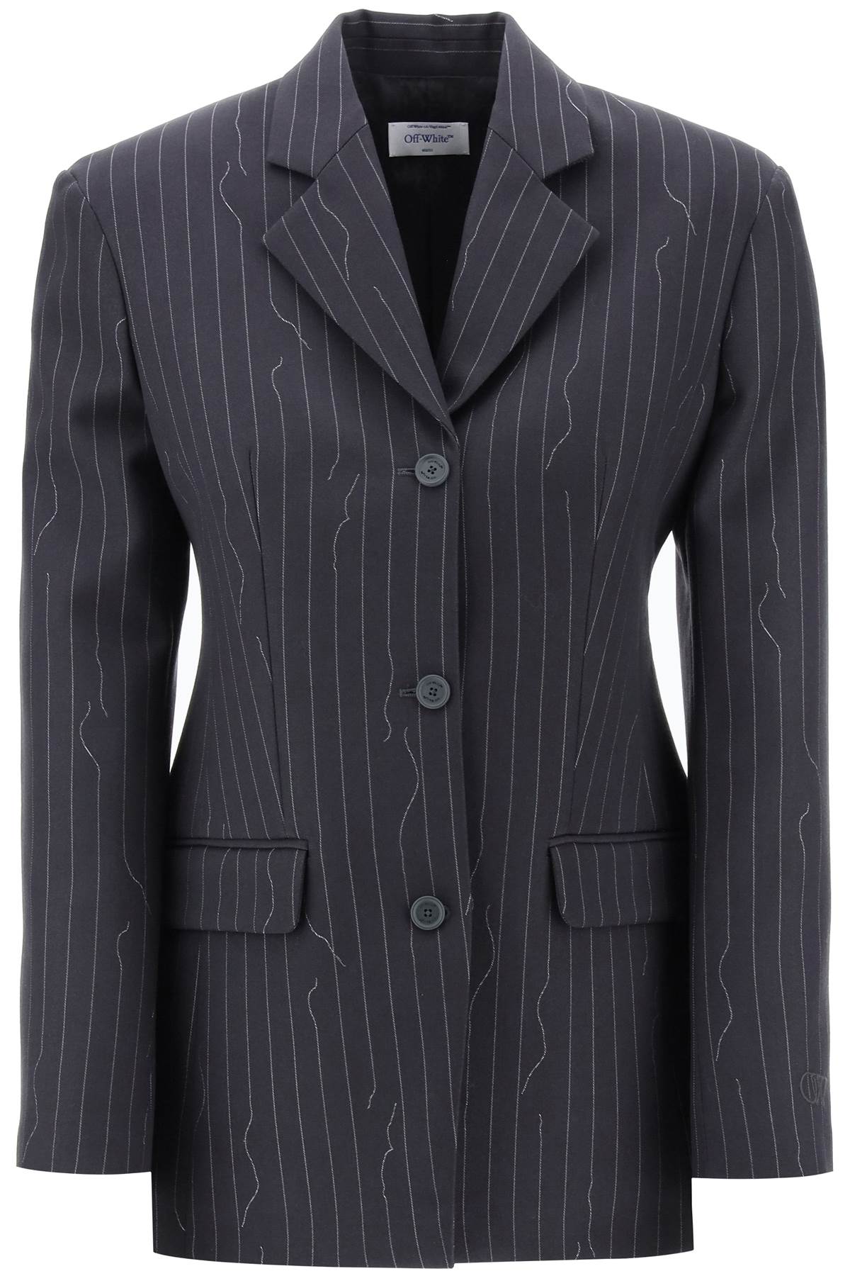 OFF-WHITE Single-Breasted Pinstripe Jacket in Wool Blend