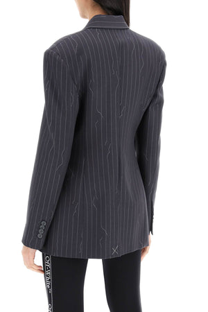 OFF-WHITE Single-Breasted Pinstripe Jacket in Wool Blend