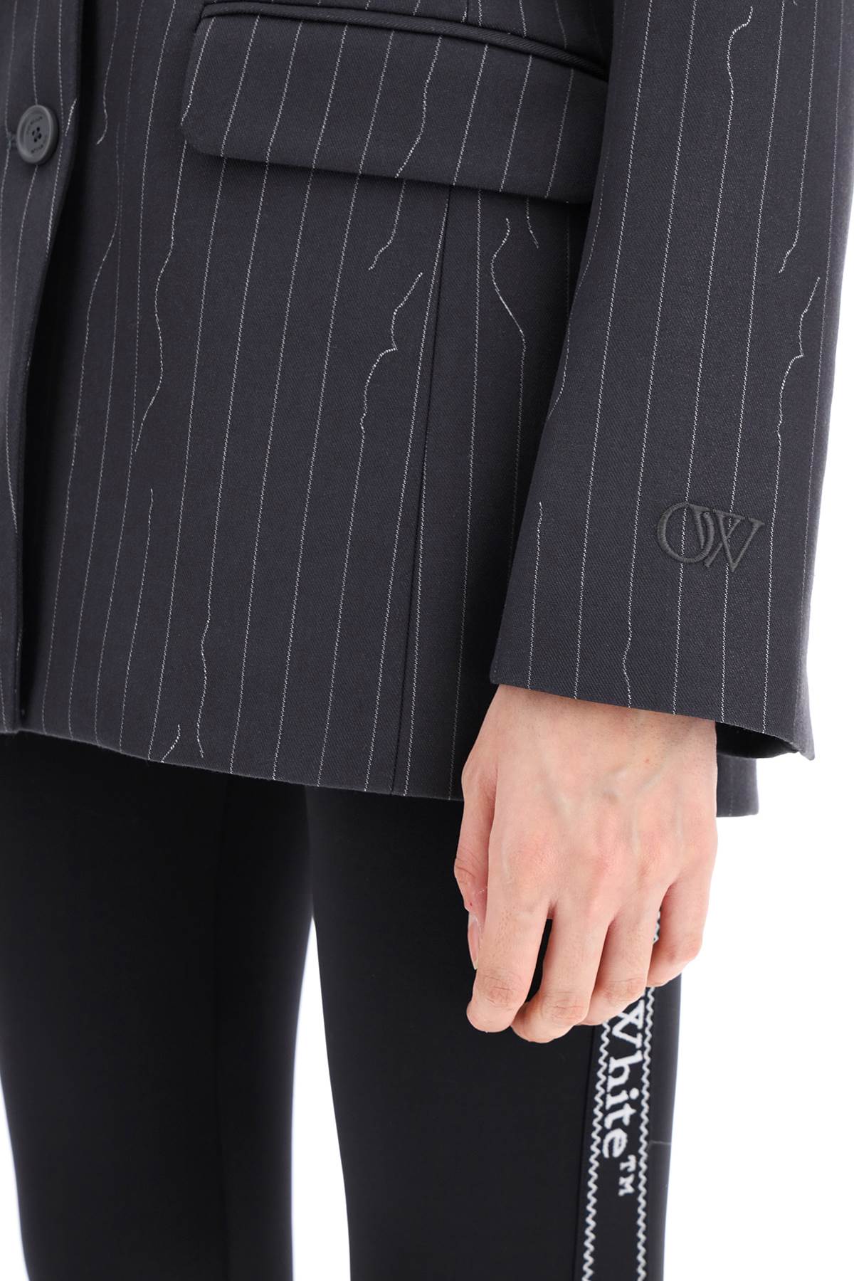 OFF-WHITE Single-Breasted Pinstripe Jacket in Wool Blend