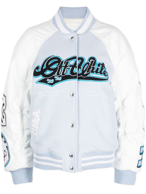 OFF-WHITE Varsity Leather Jacket in Blue