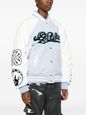 OFF-WHITE Varsity Leather Jacket in Blue