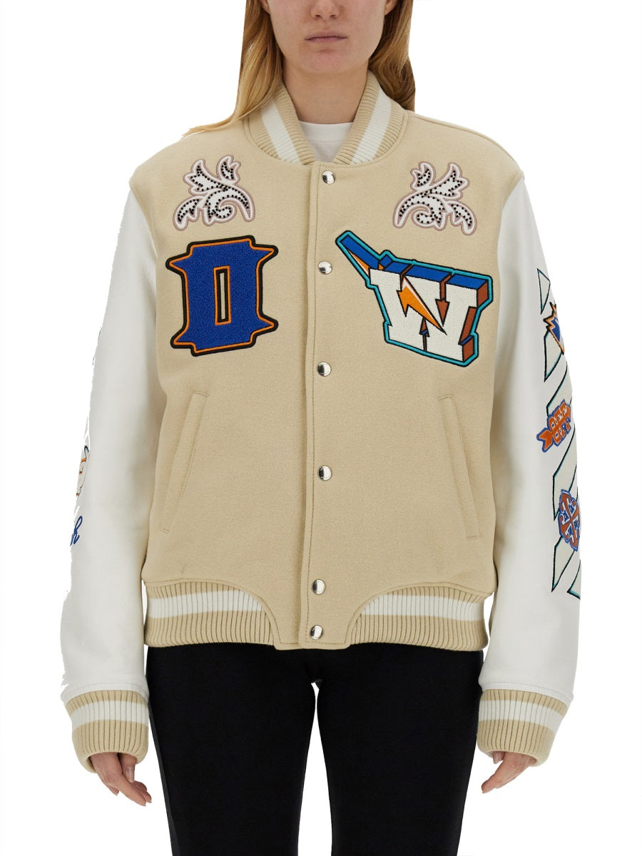 OFF-WHITE Leather Varsity Jacket Size 42