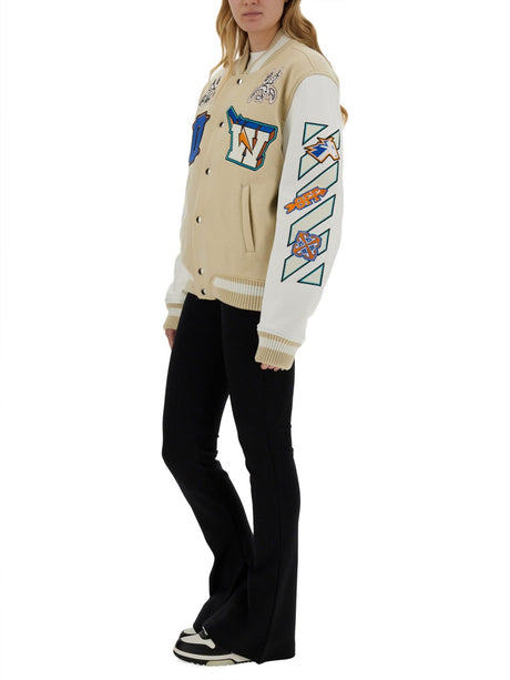 OFF-WHITE Leather Varsity Jacket Size 42