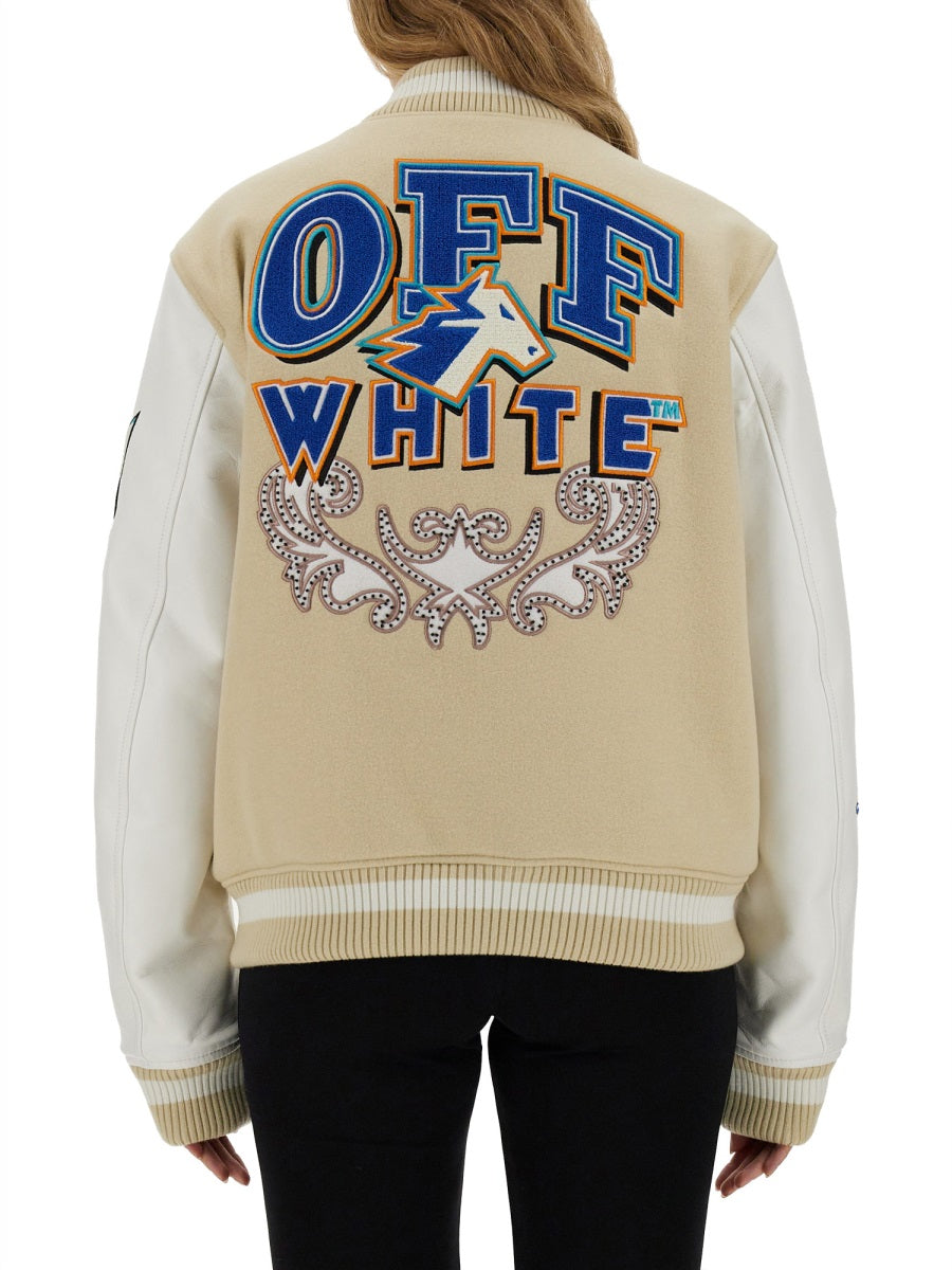 OFF-WHITE Leather Varsity Jacket Size 42