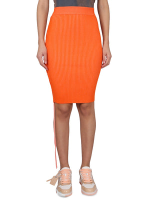 OFF-WHITE Women's Mini Cut-Out Skirt with Elastic Waistband