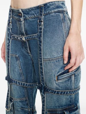 OFF-WHITE Mid-Rise Cargo Denim Jeans - Wide Leg