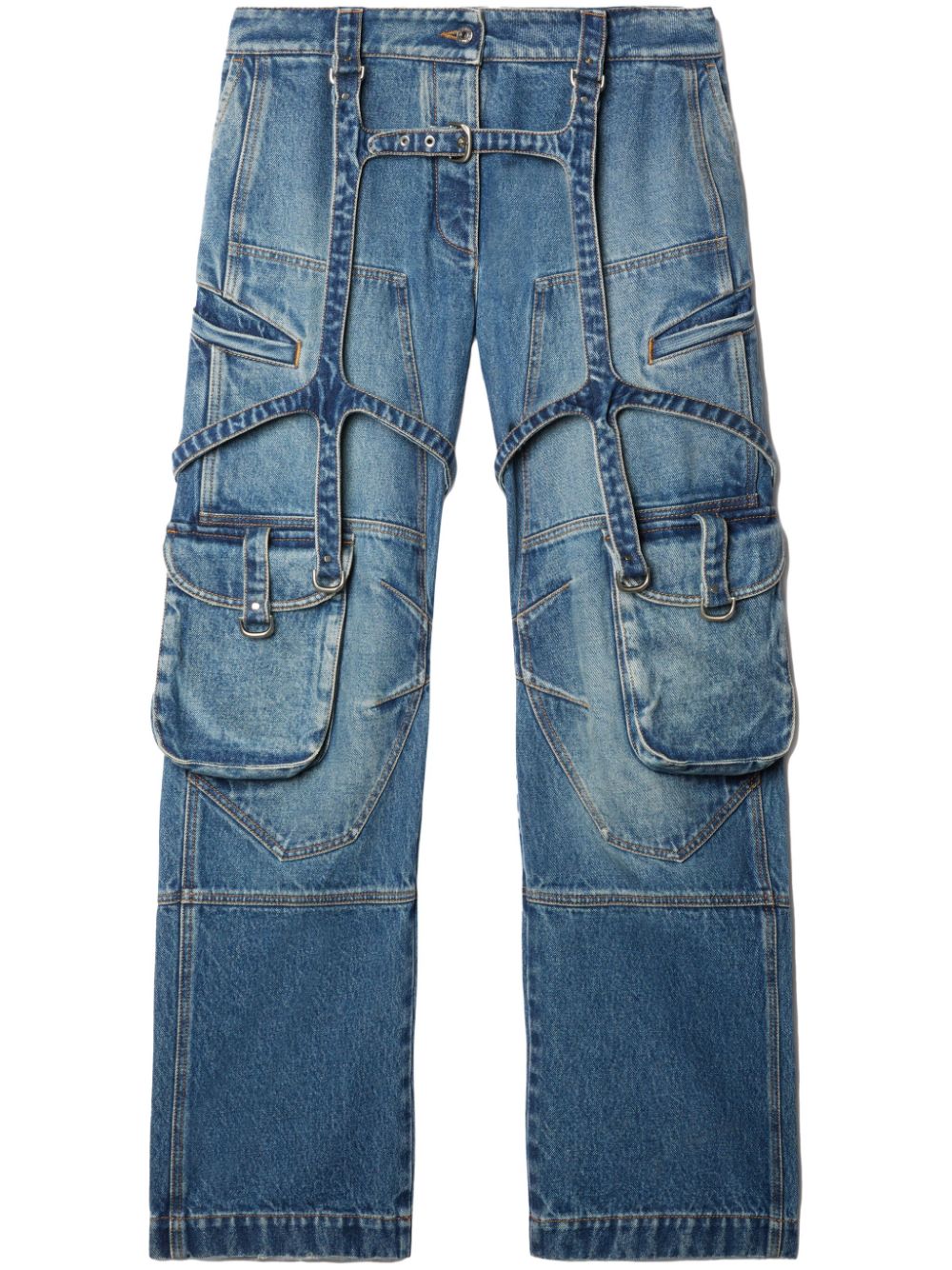 OFF-WHITE Mid-Rise Cargo Denim Jeans - Wide Leg