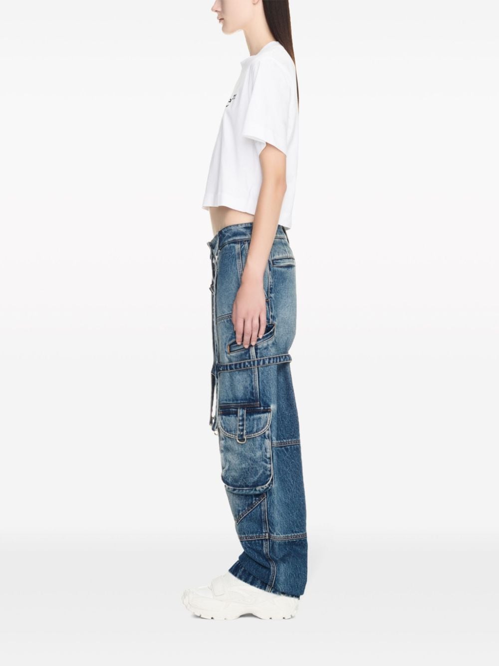 OFF-WHITE Mid-Rise Cargo Denim Jeans - Wide Leg