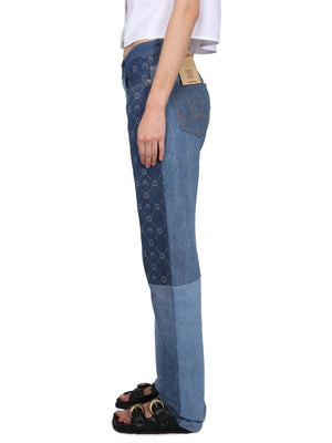 MARINE SERRE Womens Denim Jeans with Button Closure and Belt Loops