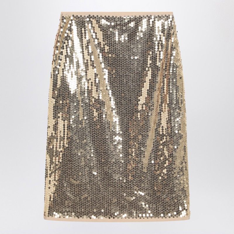 PRADA Glamorous Gold Midi Skirt with Sequins