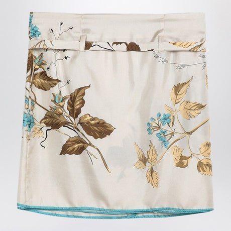 PRADA Silk Twill Floral Print Mini Skirt