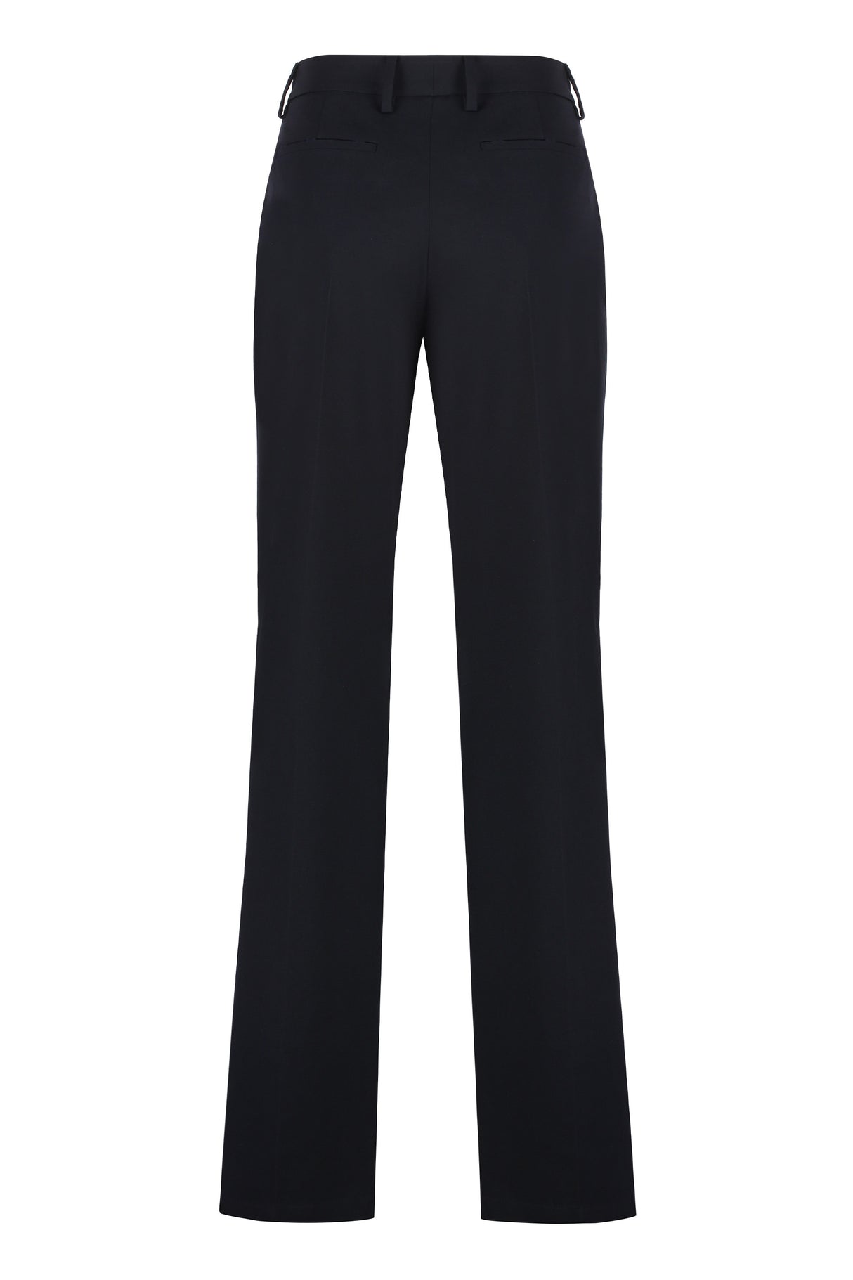 PRADA Elegant Wool Gabardine Trousers with Decorative Brooch