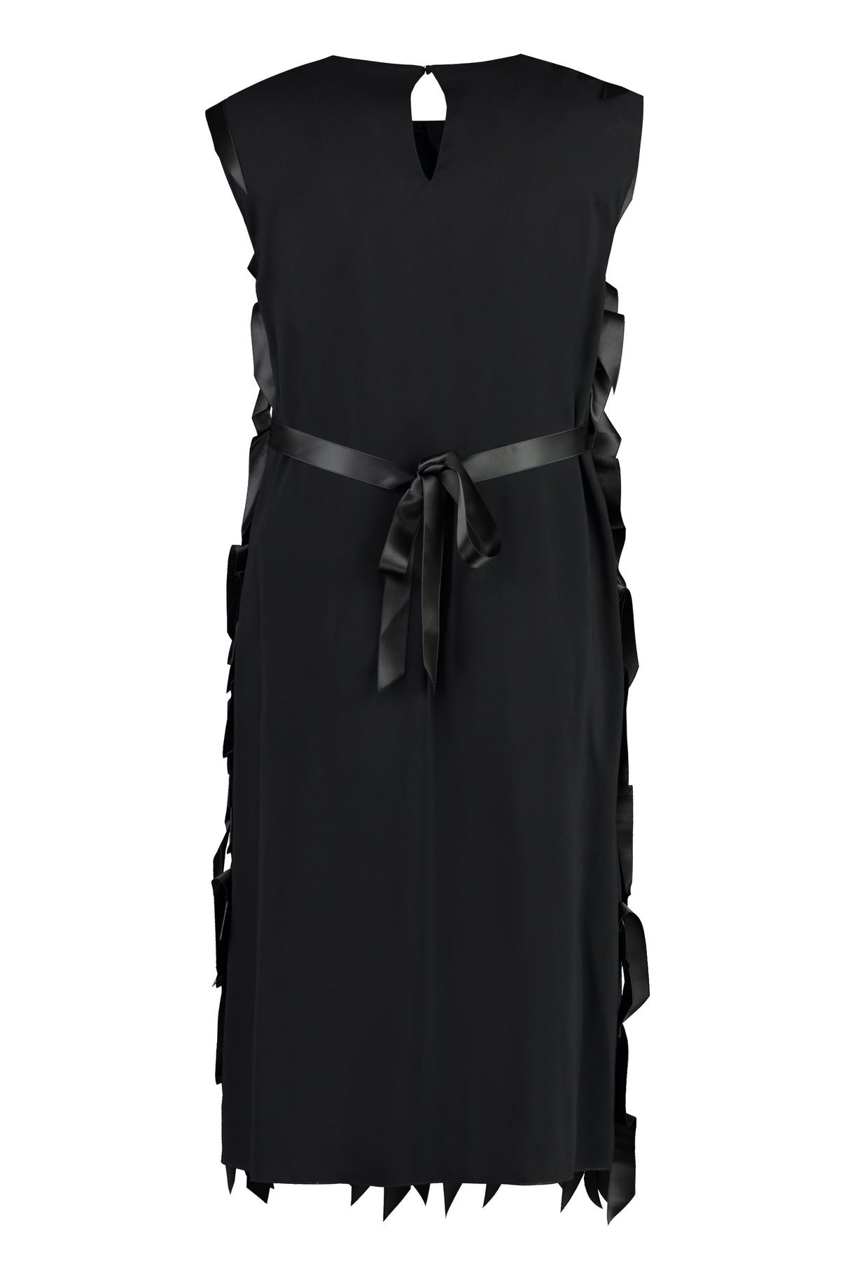 PRADA Elegant Viscose Dress with Keyhole and Bow Fastening