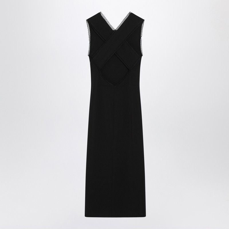 PRADA Sleeveless Midi Dress with Lace Details