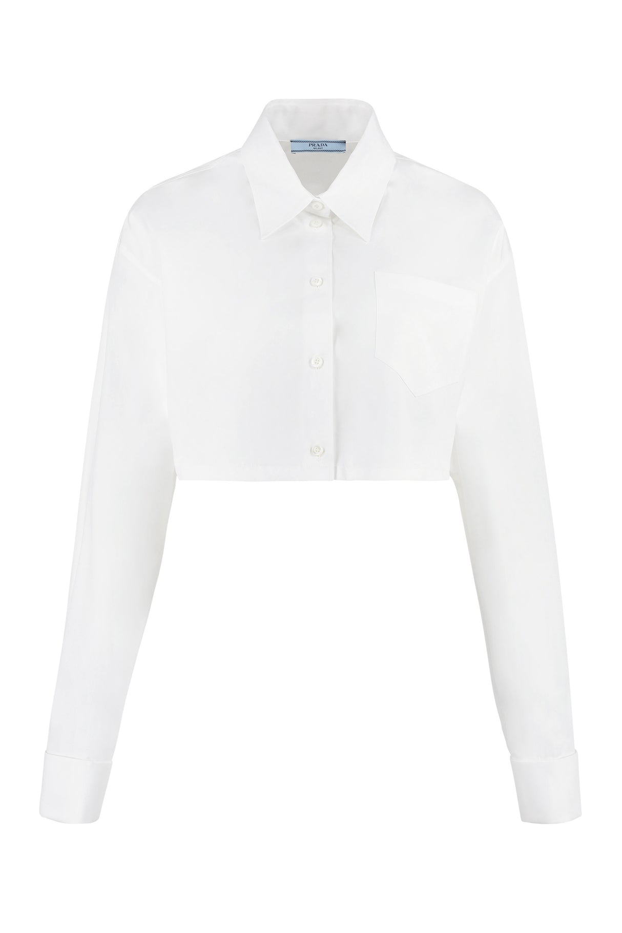 PRADA Cropped Cotton Poplin Shirt with Steel Cufflinks