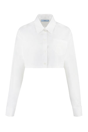 PRADA Cropped Cotton Poplin Shirt with Steel Cufflinks