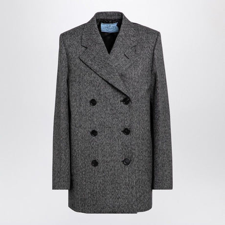 PRADA Double-Breasted Wool Jacket in Prince of Wales Pattern for Women