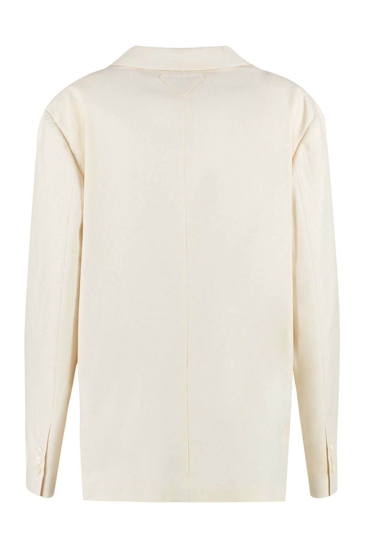 PRADA Double-Breasted Blazer for Women in Cotton with Lapel Collar and Back Slit - White