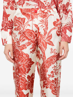 F.R.S FOR RESTLESS SLEEPERS Printed Silk Trousers with Button Fly and Elastic Waist