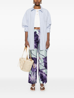 F.R.S FOR RESTLESS SLEEPERS Printed Silk Trousers with Button Fly and Elastic Waistband